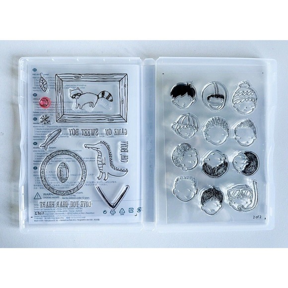 Stampin Up DEAR HEART Little Boy Kids Sports Rubber Stamp Set Used - Picture 4 of 9